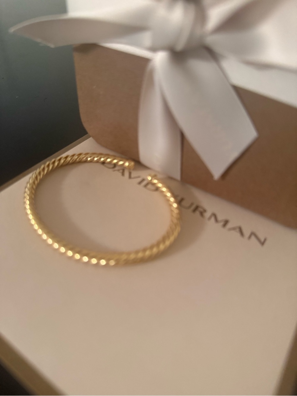 GORGEOUS David Yurman 18k Yellow Gold Cable Open Cuff Bracelet! - 4mm - Picture 9 of 10
